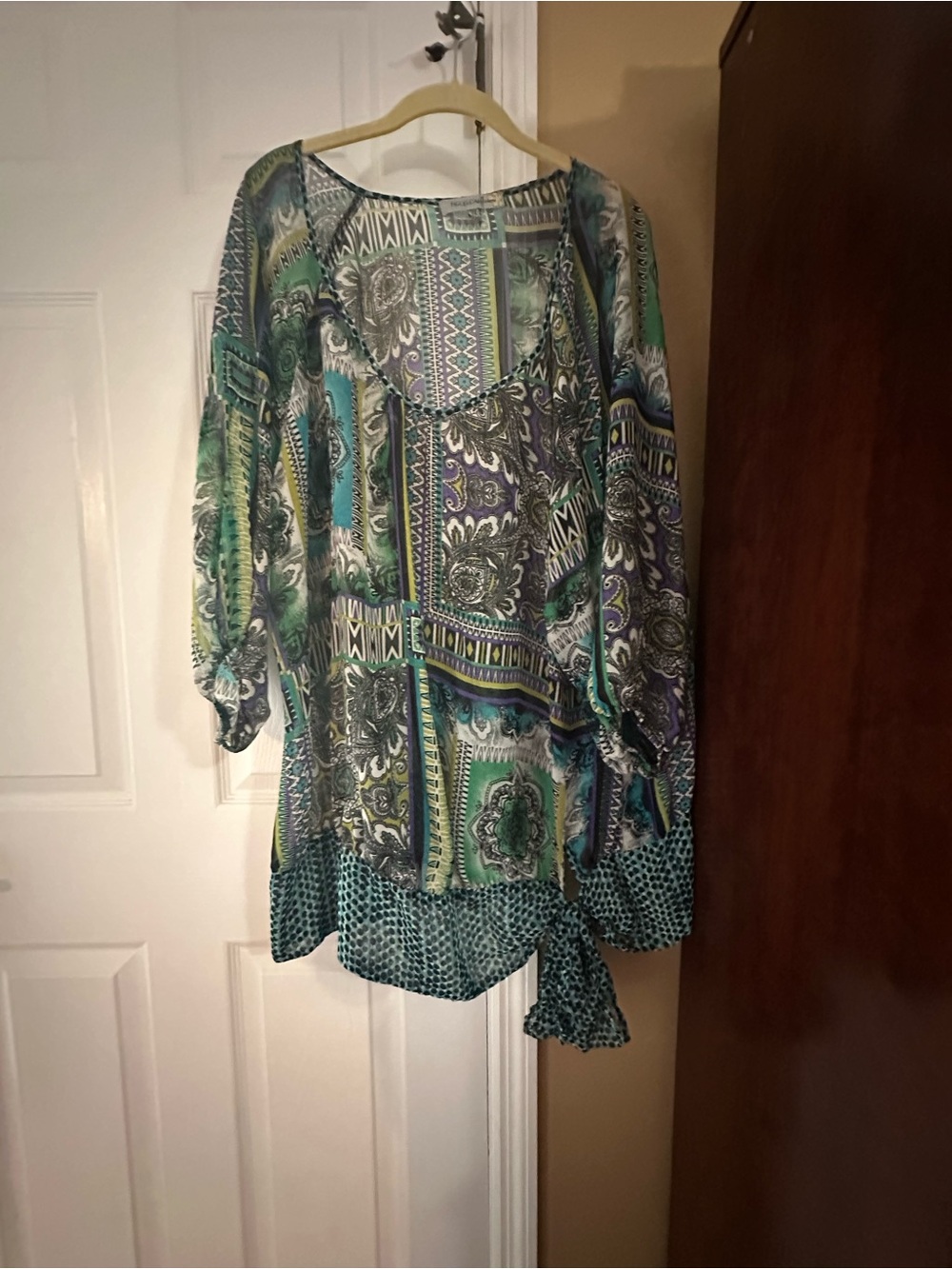 Boho Patchwork Print in Green and Teal